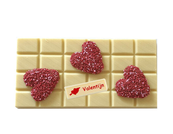 Valentijns reep van witte chocolade