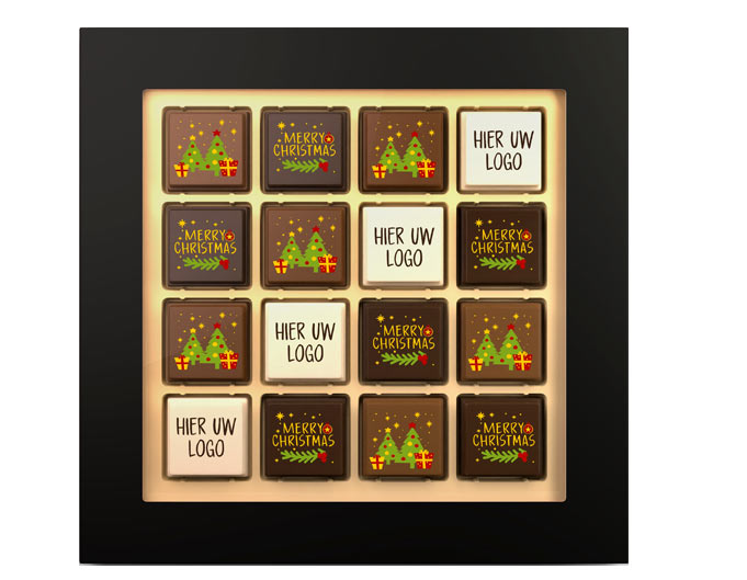 Grote doos Kerstpralines met logo